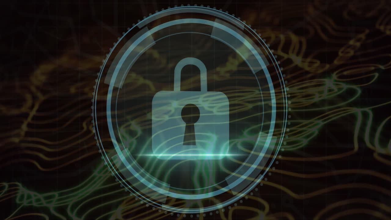 animación del candado y procesamiento de datos y red de conexiones