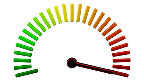 escalation meter with black and red thin arrow.