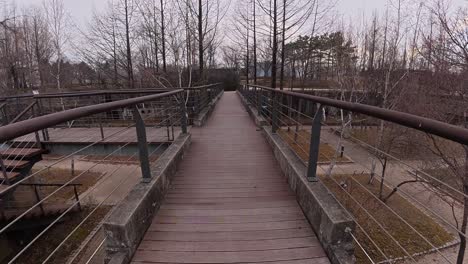 walking on the bridge in seonyudo park in seoul, south korea - pov