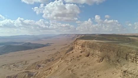 aerial view of the ramon crater cliffs in the negev desert