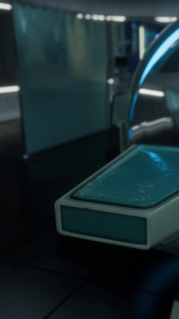 Medical equipment in a futuristic hospital setting during daytime