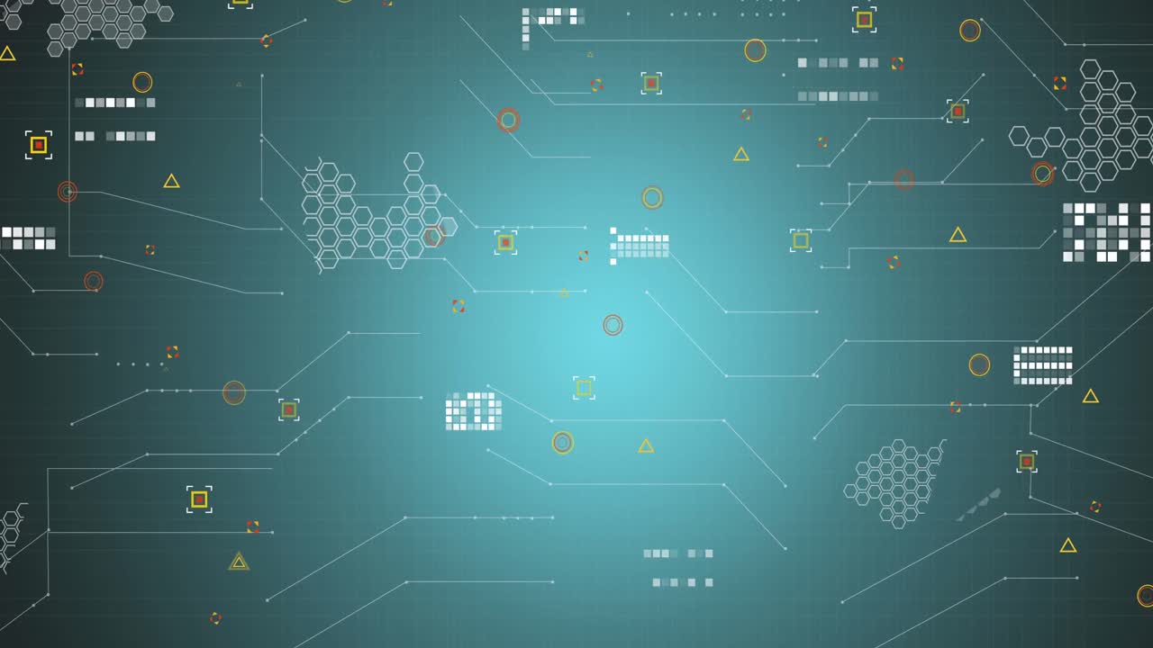 animación de la interfaz con procesamiento de datos contra un fondo de gradiente azul