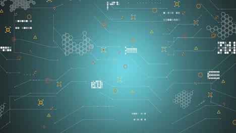 animación de la interfaz con procesamiento de datos contra un fondo de gradiente azul