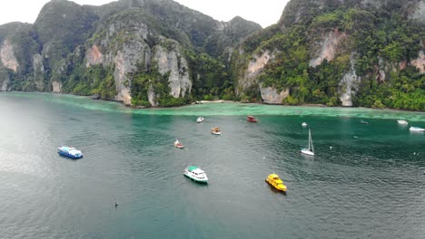 Limestone-cliffs-of-Phi-Phi-Island,-Krabi-Province,-Thailand