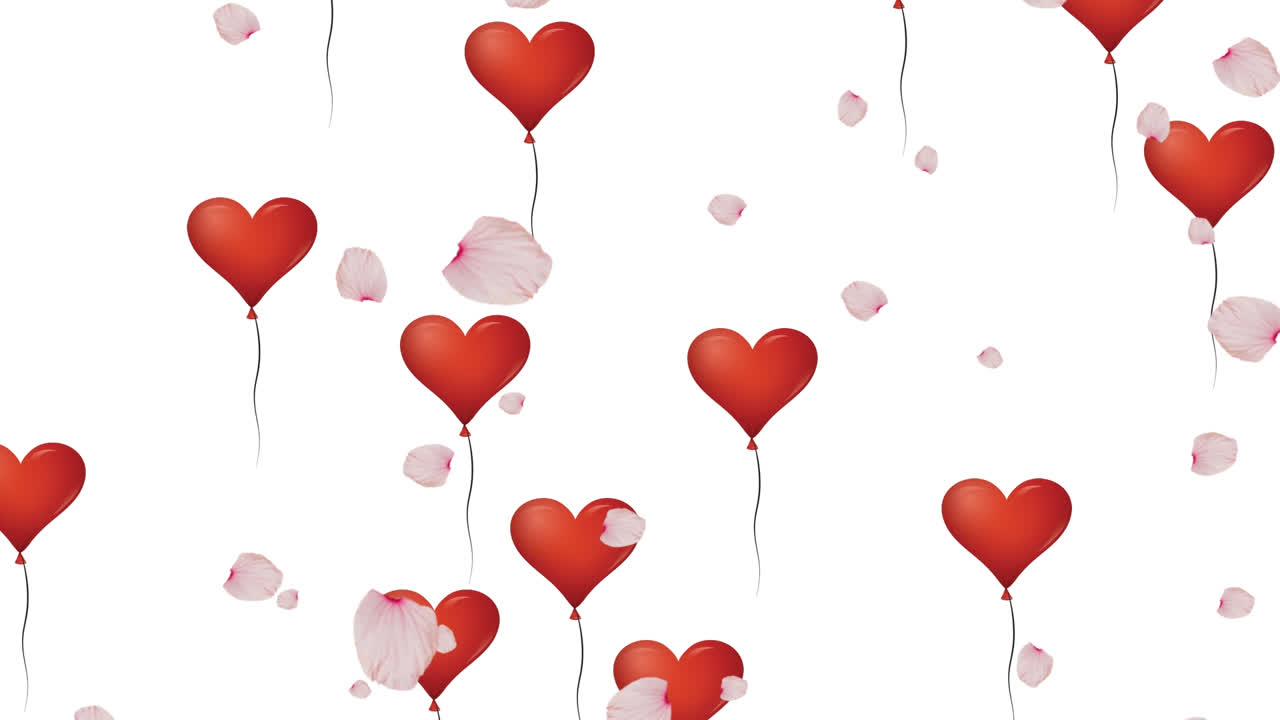 Animazione di icone a forma di cuore su sfondo bianco
