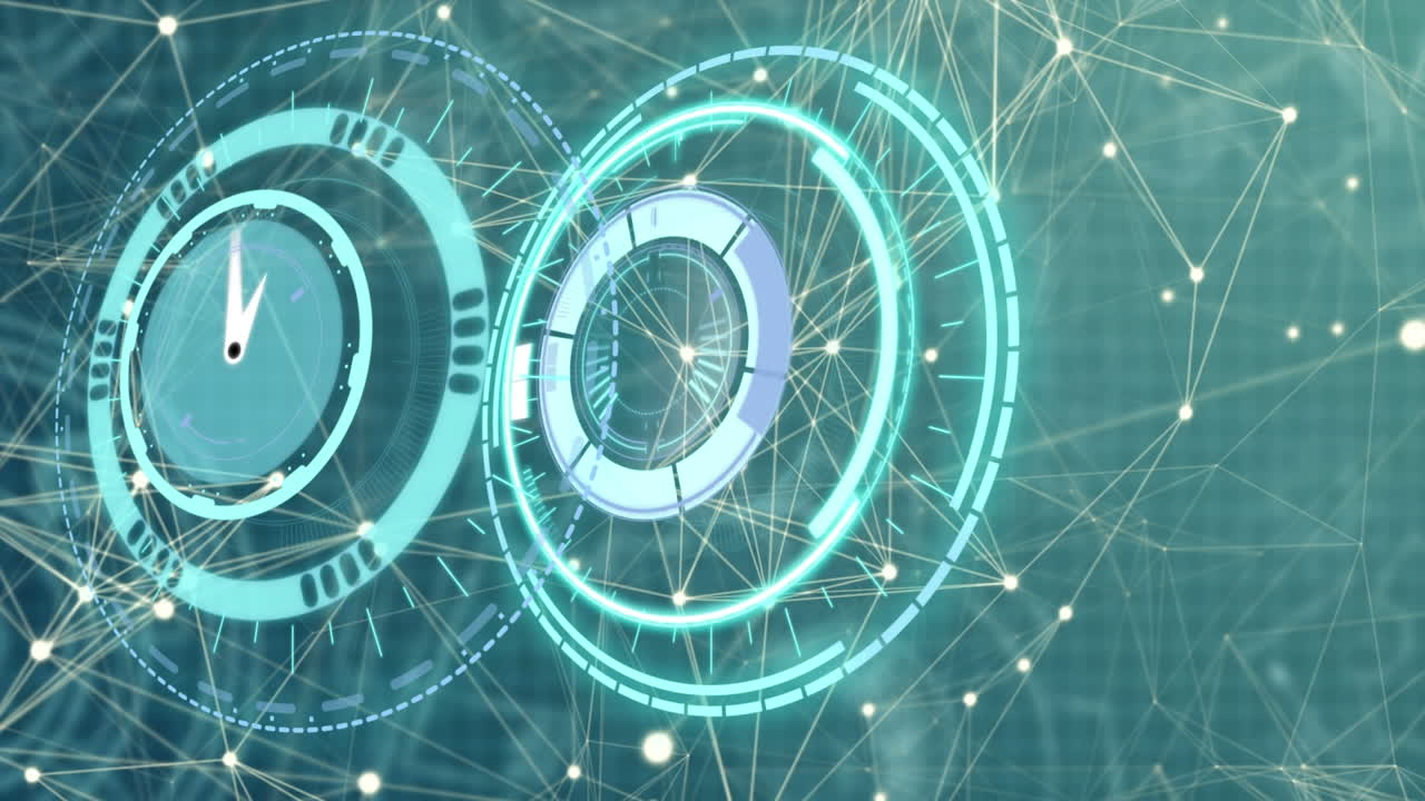 animación del reloj sobre la red de conexiones