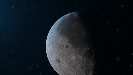 3d animation of the moon in space with a shallow depth of field