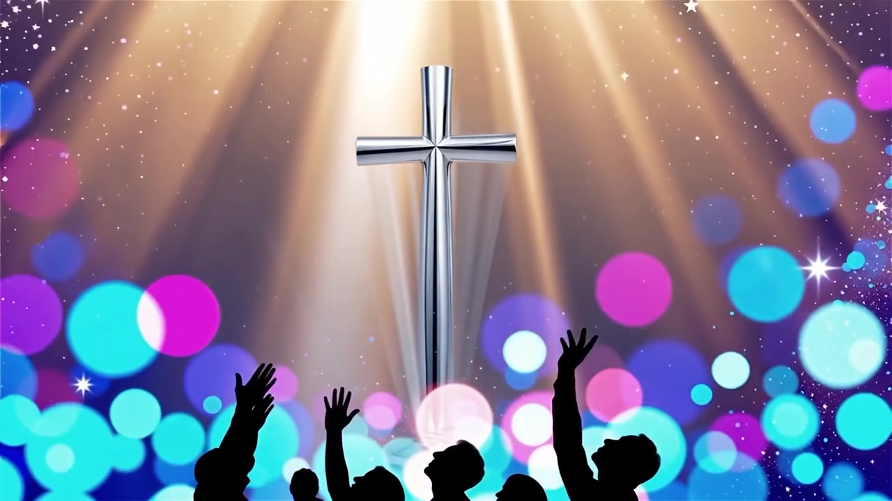 Cruz Cristiana con Luz Celestial, Fondo para Adoración.