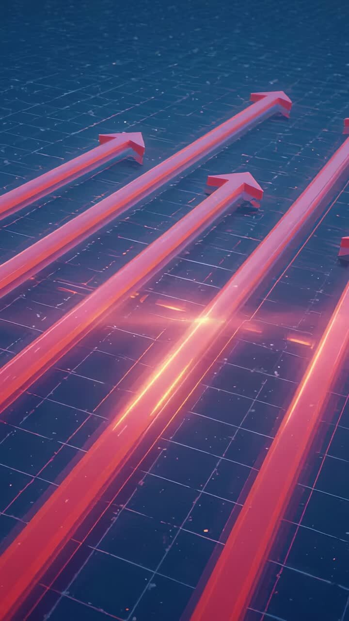 Vertical video: Moving neon arrows across grid as new arrows enter left forming crosses keyObjects