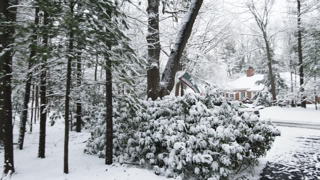 차도를 뒤로 당겨서 눈이 완전히 덮여 있음을 보여줍니다.