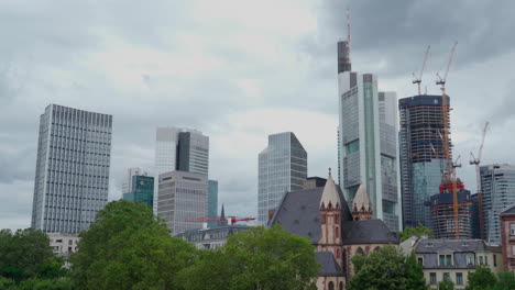 view of the financial district with the river main in the foreground