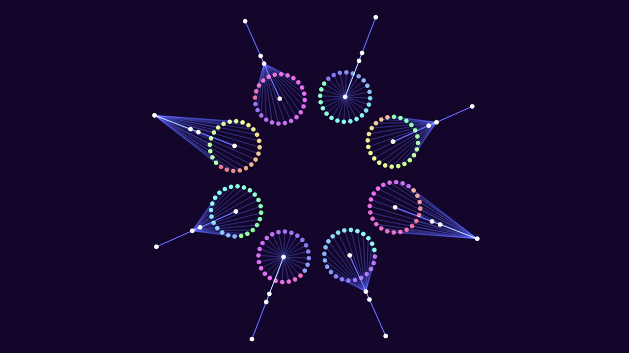 공간에 선과 점이 있는 추상적인 기하학적 모양
