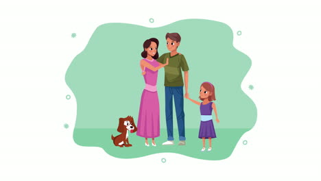 pareja y personajes de hijas se quedan en casa campaña