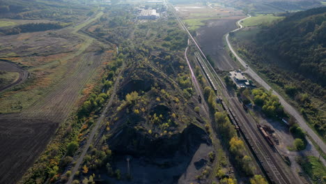 Flying-over-the-iron-industrial-land,-Hungary