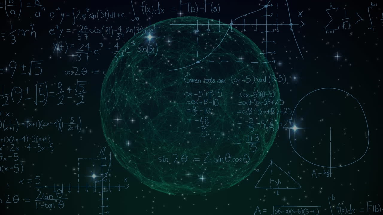 전 세계에 걸쳐 수학적 방정식의 애니메이션과 데이터 처리
