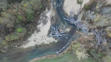 4K-Aerial-Overhead-Spiral-shot-of-country-creek