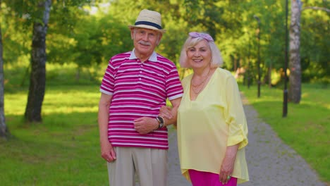 Pareja-De-Jubilados-Con-Estilo-Senior-Abuela-Abuelo-Caminando,-Disfrutando-Del-Tiempo-Juntos-En-El-Parque