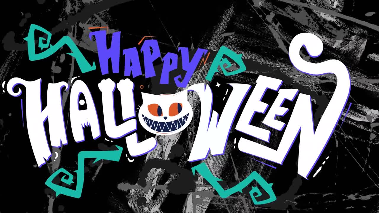 모양 위에 행복한 할로윈 텍스트의 애니메이션