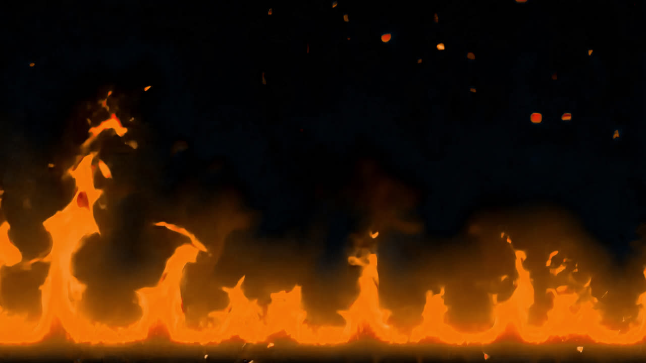 Vibrant fiery flames dance energetically animated overlay, transparent 4K video, alpha channel