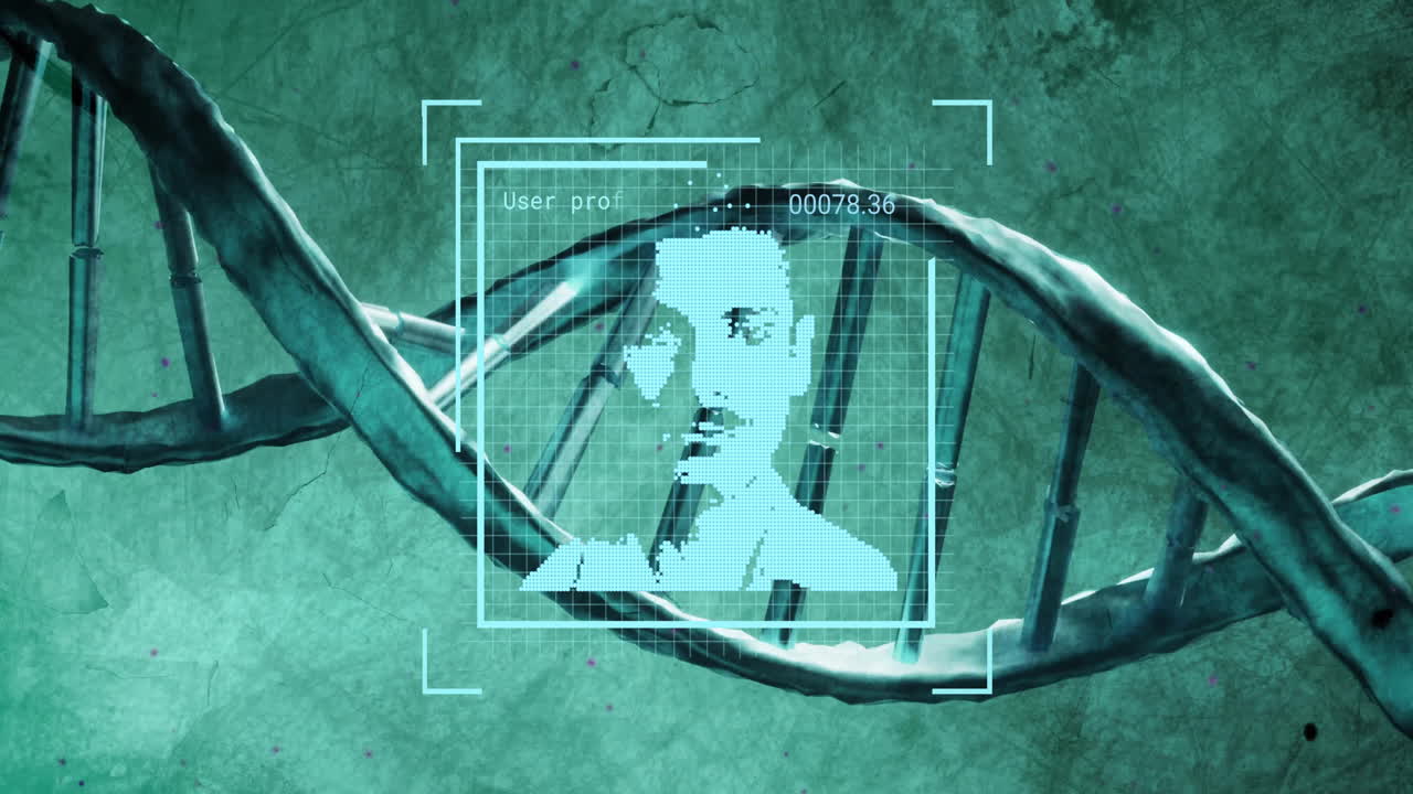 생체인식 사진의 애니메이션 (dna 스트랜드 스핀링)