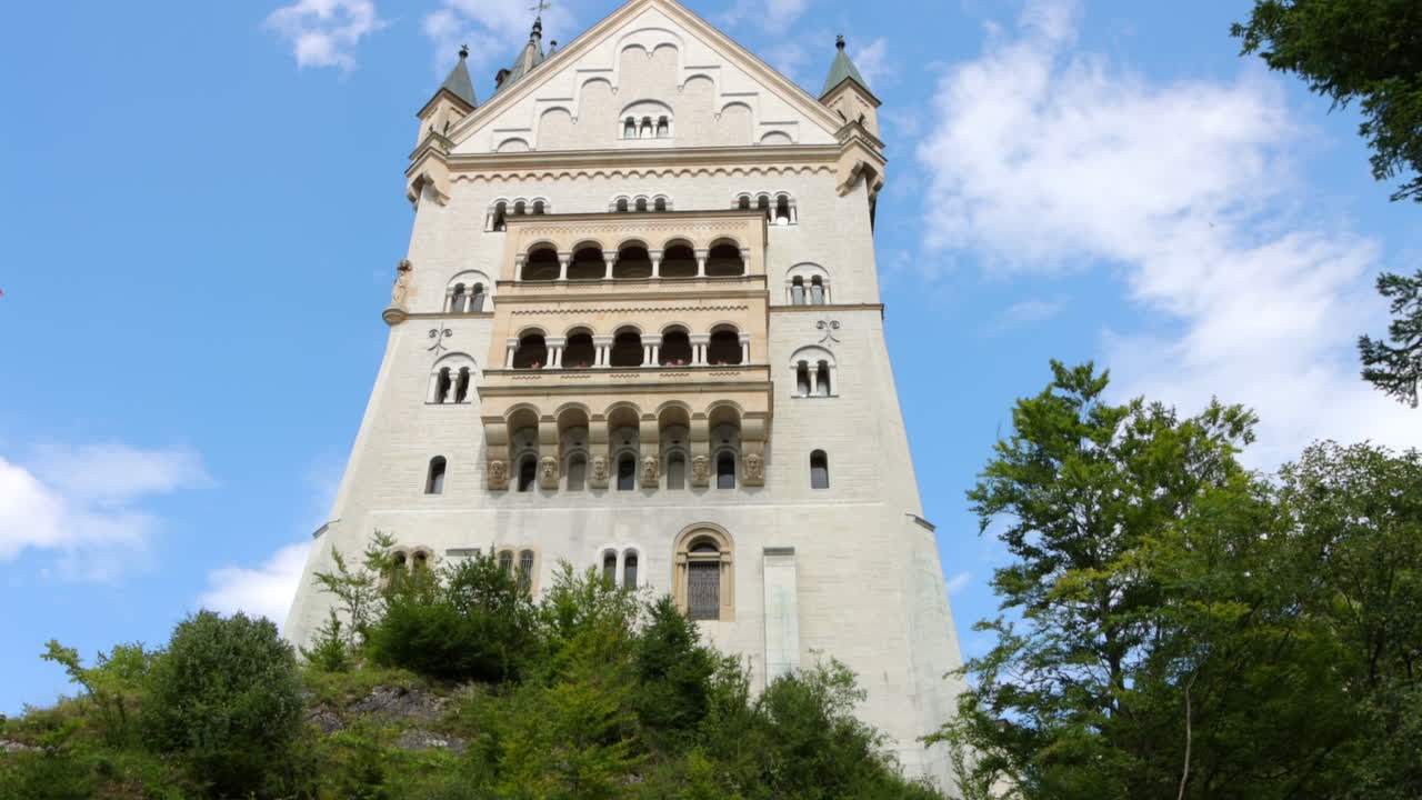 Tilt up tower of Neuschwanstein Castle in Schwangau, Germany