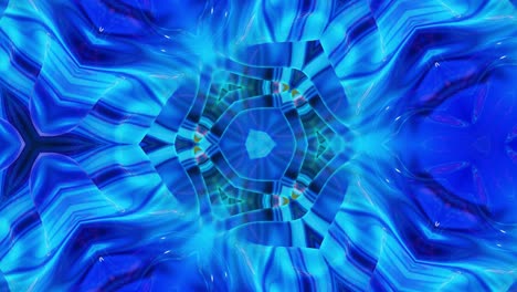 3d elegante abstracto en bucle bg como patrón simétrico ondulado como estructura caleidoscópica con ondas, vidrio líquido azul con hermosos colores de gradiente. 4k animado fluido colorido de moda