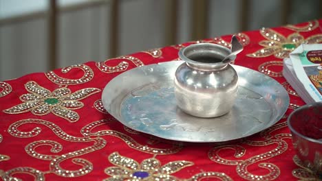 close up of amrit with holy water at hindu temple