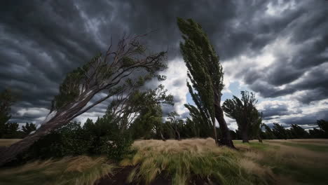 stormy field with trees