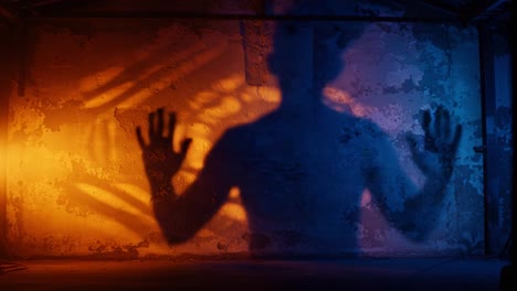 intricate light patterns projected on textured wall create an enigmatic atmosphere in a dimly lit space emphasizing artistic shadows and color gradients