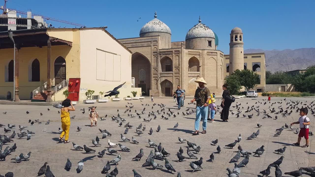 Family Visiting a Mosque in Samarkand, Uzbekistan