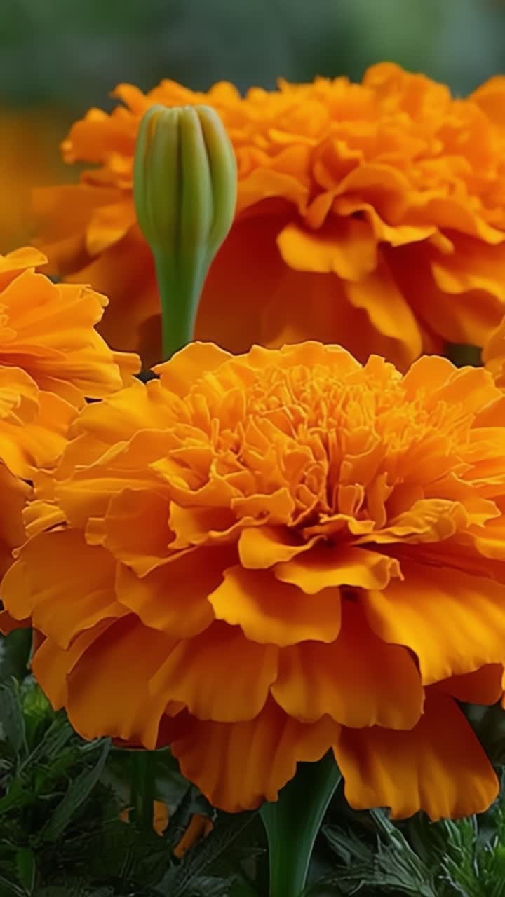 Flores de Calêndula Vibrantes: Um Close-Up de Flores Laranjas Exuberantes em Plena Floração Celebrando a Beleza da Natureza