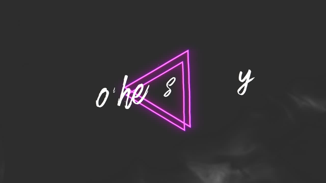 Festa della Mamma con triangoli viola neon e fumo su gradiente nero