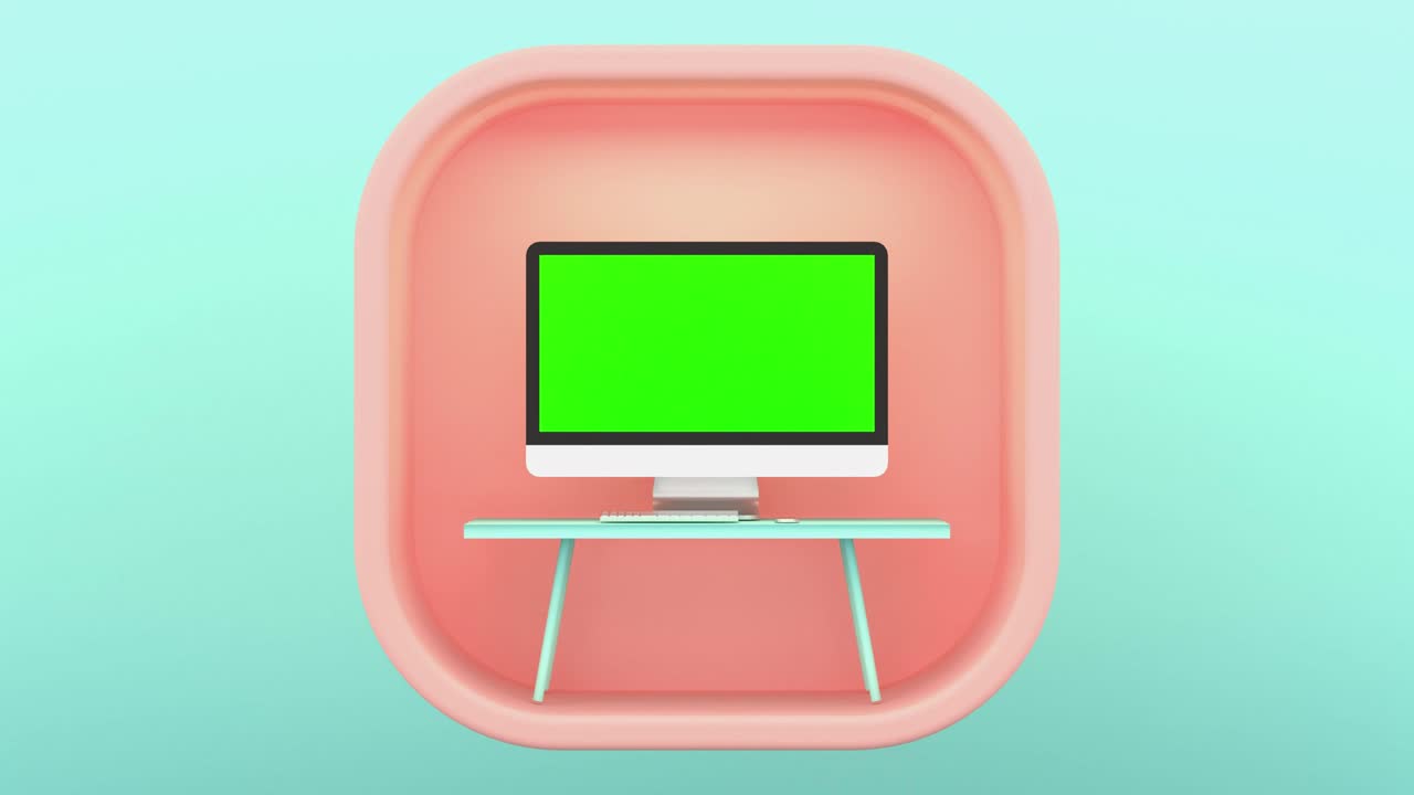 3d rendering motion computer icon green background