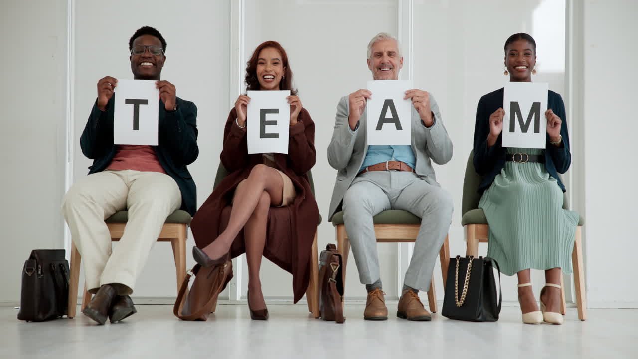 Diverse Team Holding Letters Spelling "TEAM"