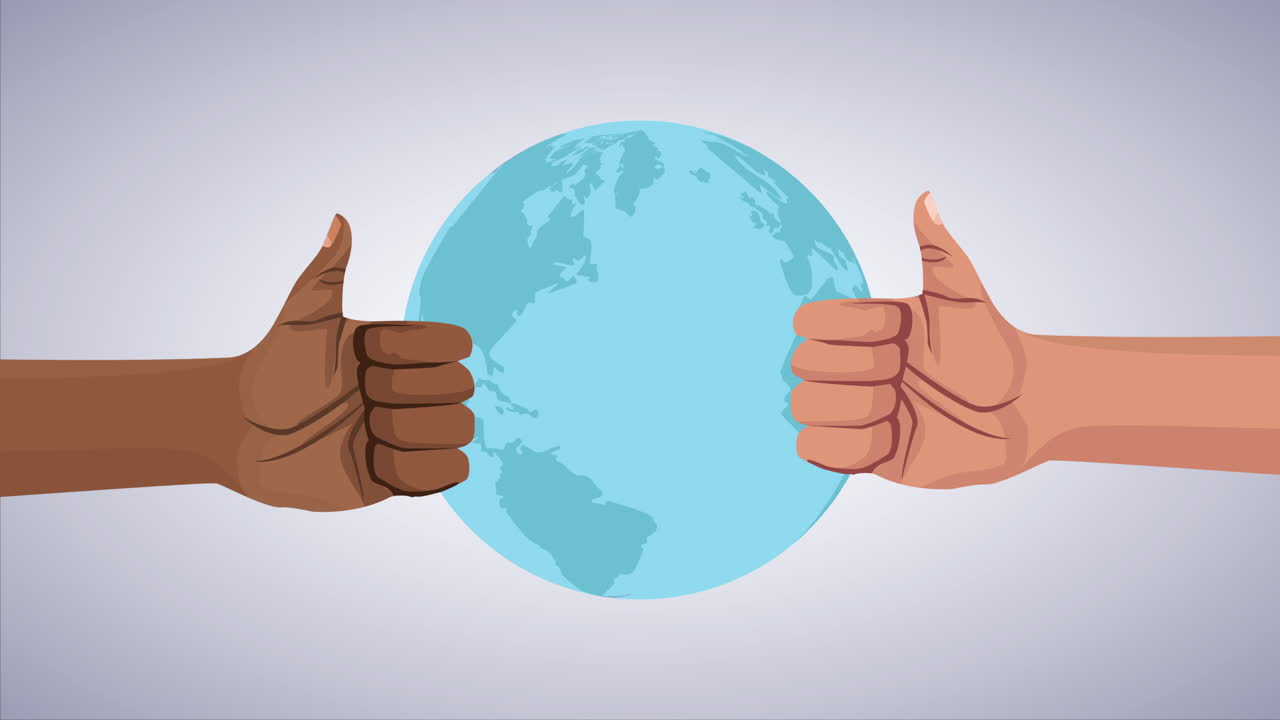인종차별 캠페인을 중단하라 인종 간 손과 심장 행성