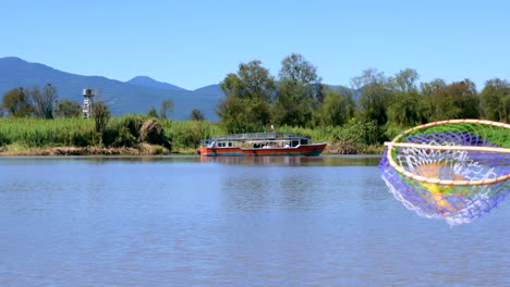 SLOW-MOTION:-Boat-in-Patzcuaro-lake-in-Mexico