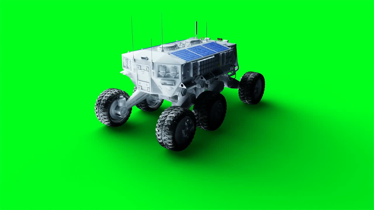 Rover isolate on green screen. Realistic 4k animation.