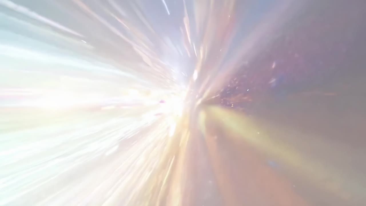 Video dinamico di esplosione cosmica con vista grandangolare, che mostra colori vibranti e vorticosi.