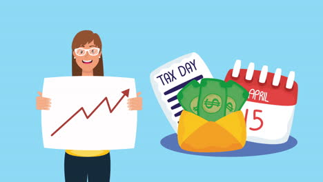 tax day animation with calendar and documents