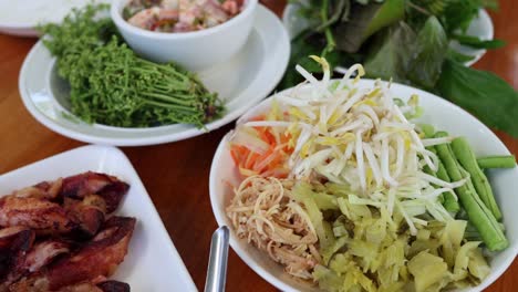 assorted dishes in a southern thai meal.