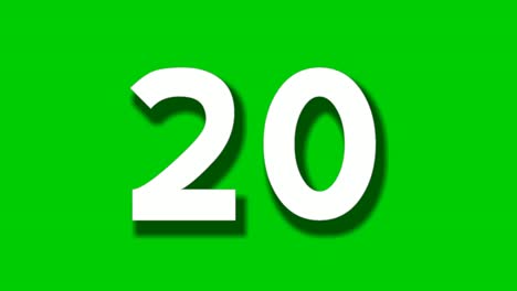 número 20 veinte animación de dibujos animados en fondo de pantalla verde, número de video de dibujos animados 4k gráficos en movimiento para elementos de video