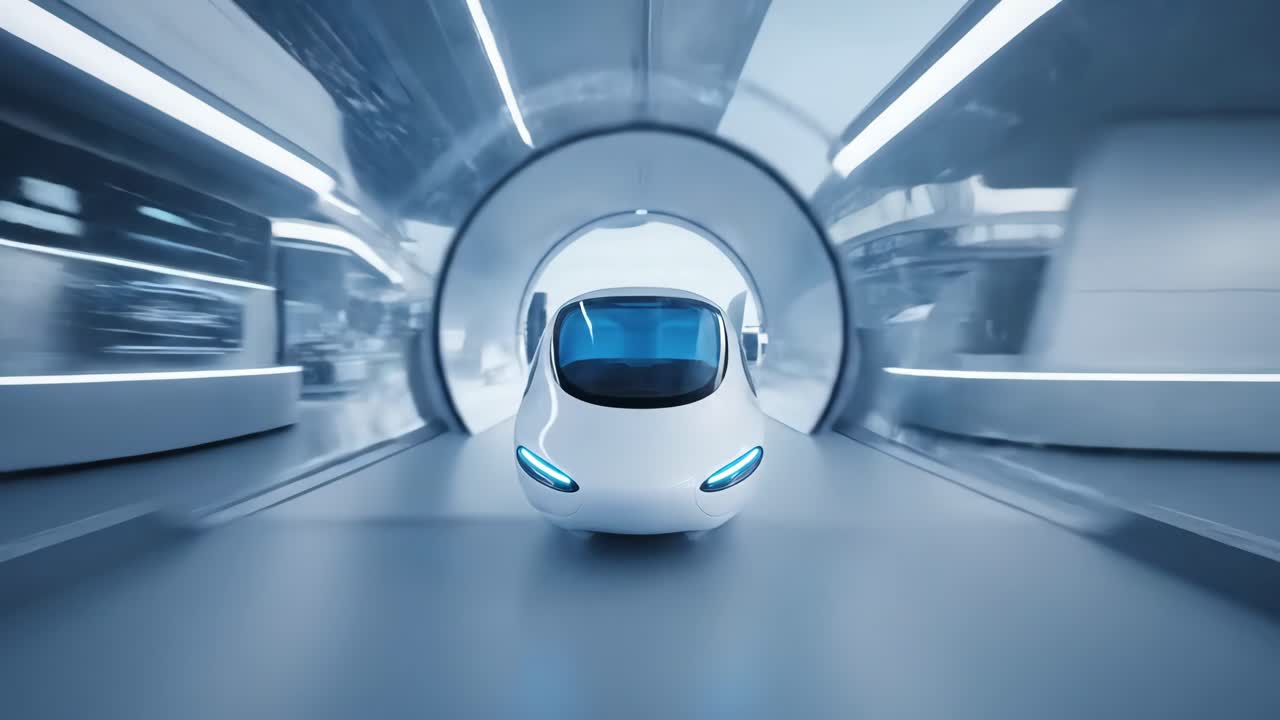 Futuristic High-Speed Train in Tunnel