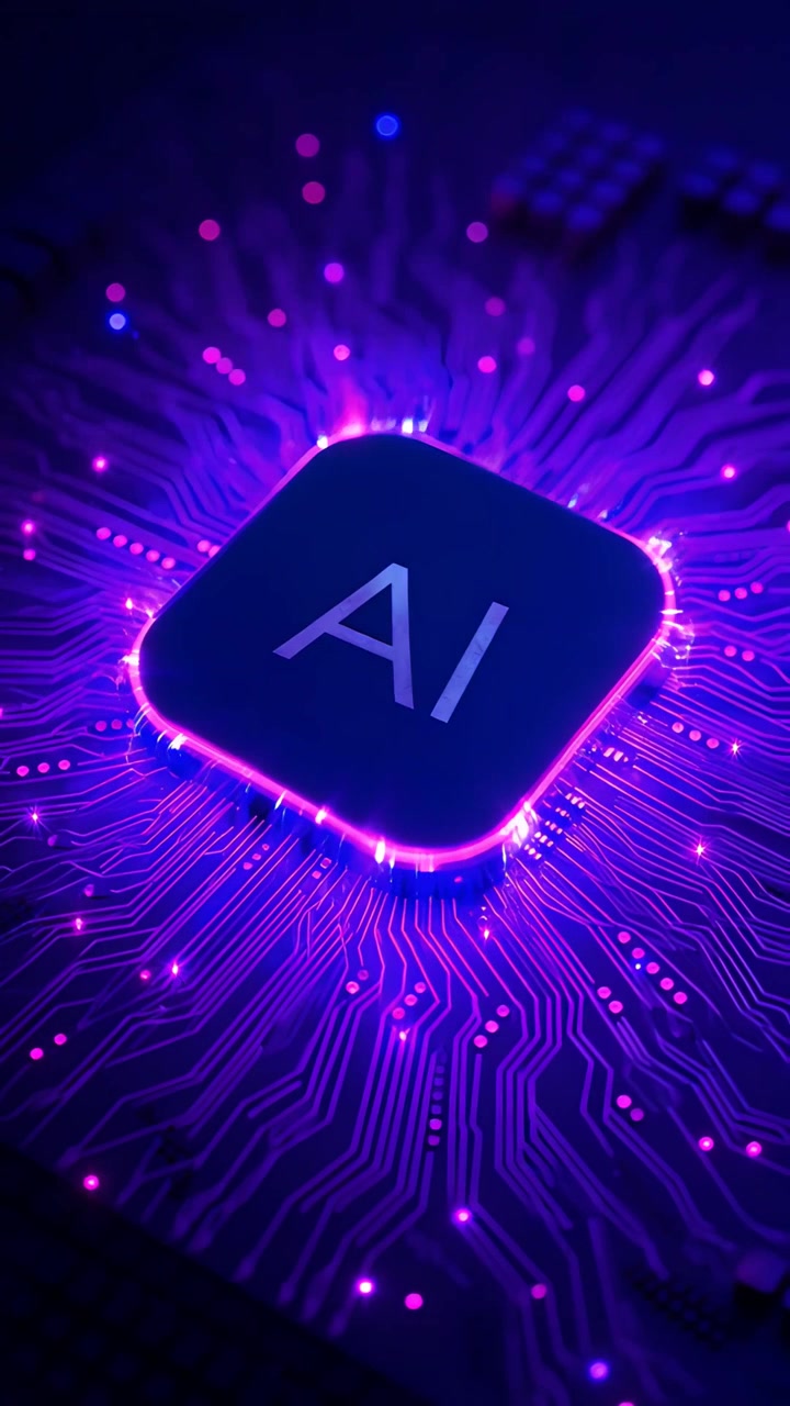 Futuristic AI Chip Motherboard Technology Background 4K