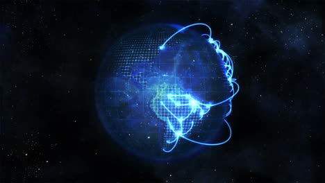 animated blue earth with connections