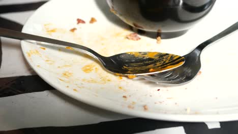 empty plate after eating on table ,