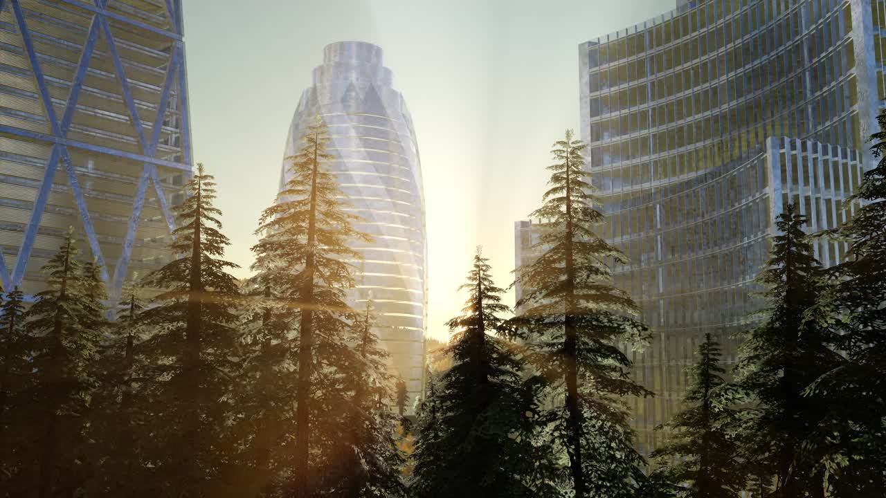 마천루와 해가 지는 곳