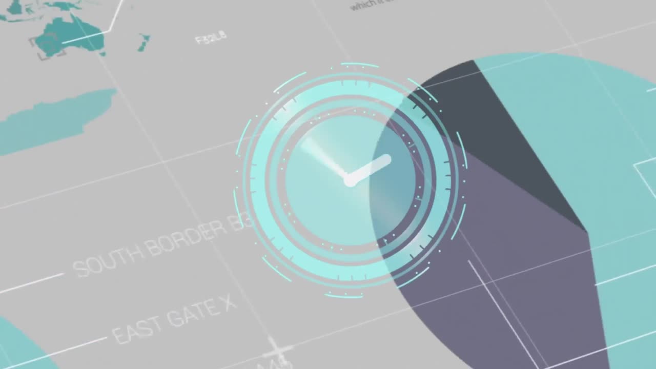 색 배경에 금융 데이터 처리에 대한 움직이는 시계의 애니메이션