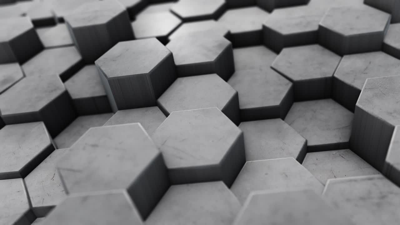 fondo hexagonal en movimiento abstracto con profundidad de campo, animación de bucle 3d sin costuras