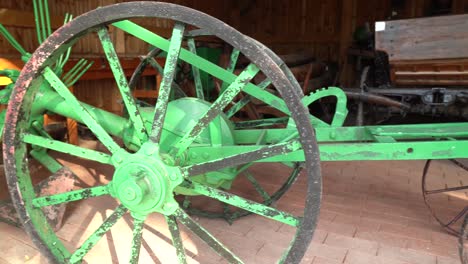 panning view of vintage agricultural cultivator