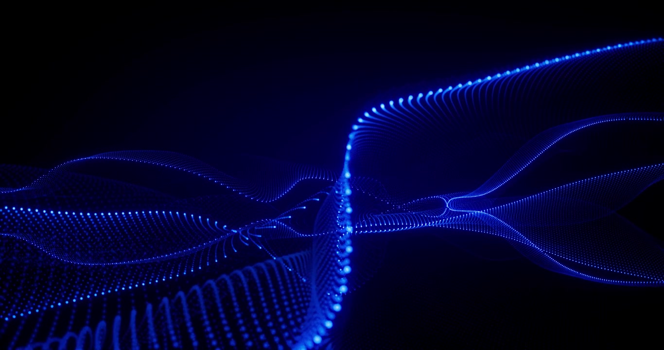 Futuristic Blue Glowing Digital Wave of Particles and Data
